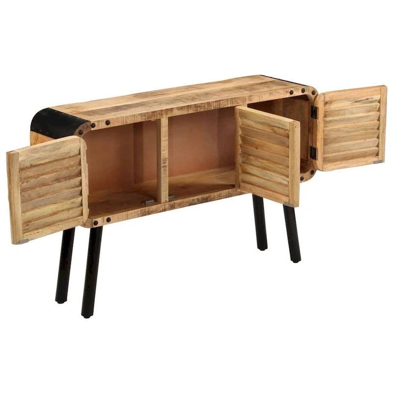 Antique Solid Mango Wood Sideboard with 3 Doors 47x12x30 Inches