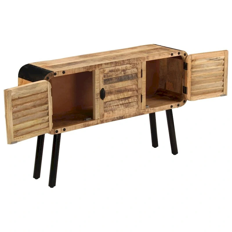 Antique Solid Mango Wood Sideboard with 3 Doors 47x12x30 Inches