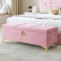 Elegant Upholstered Storage Ottoman Bench with Metal Legs