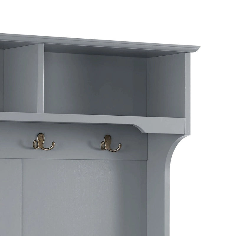 Modern Minimalist Freestanding Wooden Storage Hall Tree with Solid Wood Legs