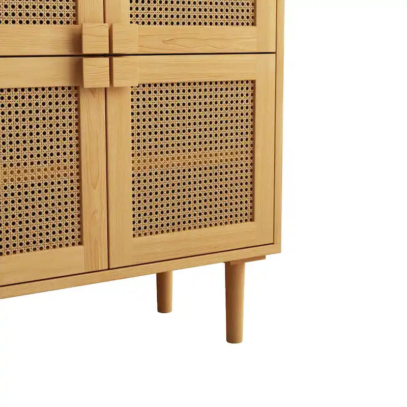 4-Door Rattan Mesh Storage Cabinet with 8 Adjustable Shelves