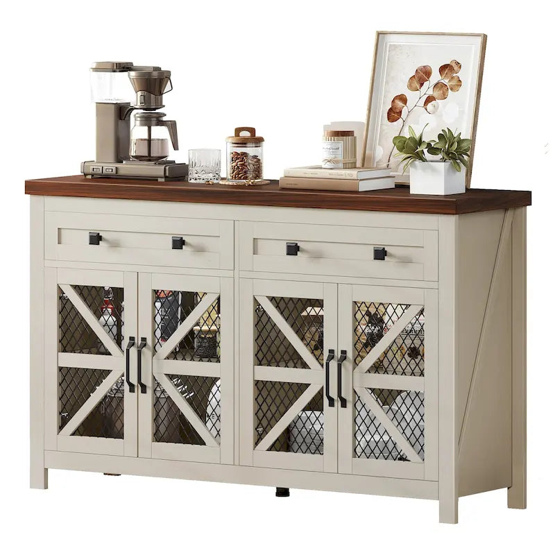 55-Inch Farmhouse Sideboard Buffet Cabinet with Coffee Bar Storage