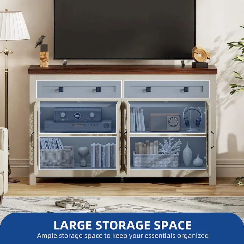 55-Inch Farmhouse Sideboard Buffet Cabinet with Coffee Bar Storage