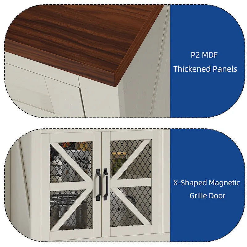 55-Inch Farmhouse Sideboard Buffet Cabinet with Coffee Bar Storage