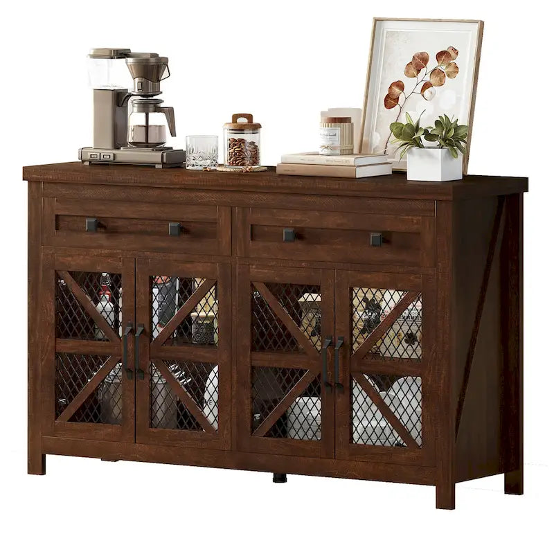 55-Inch Farmhouse Sideboard Buffet Cabinet with Coffee Bar Storage