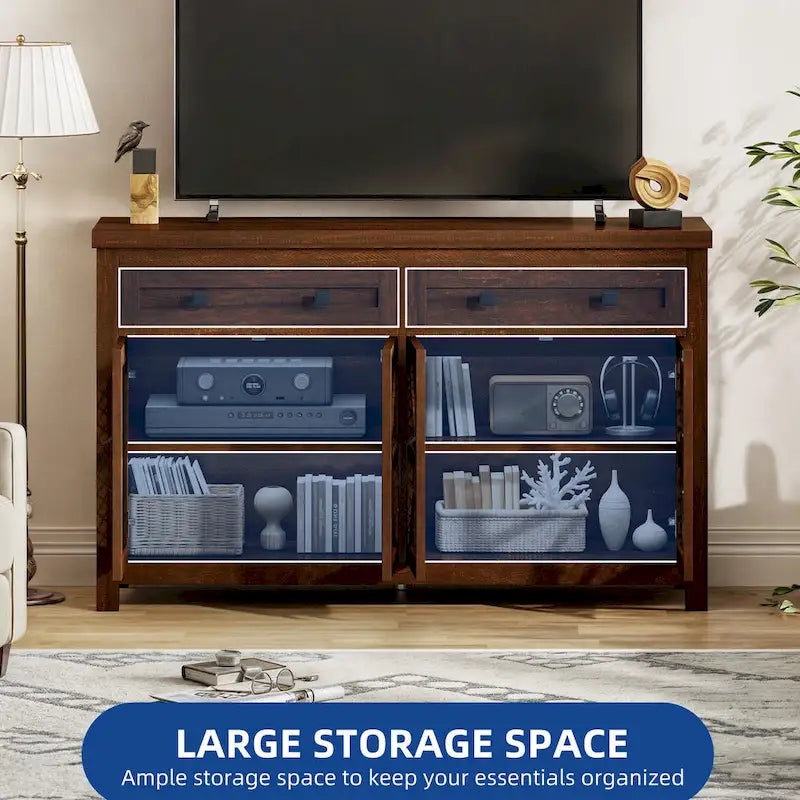 55-Inch Farmhouse Sideboard Buffet Cabinet with Coffee Bar Storage
