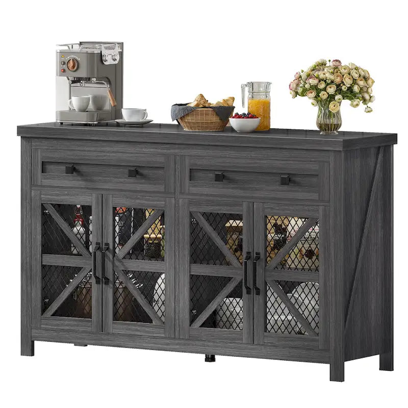 55-Inch Farmhouse Sideboard Buffet Cabinet with Coffee Bar Storage