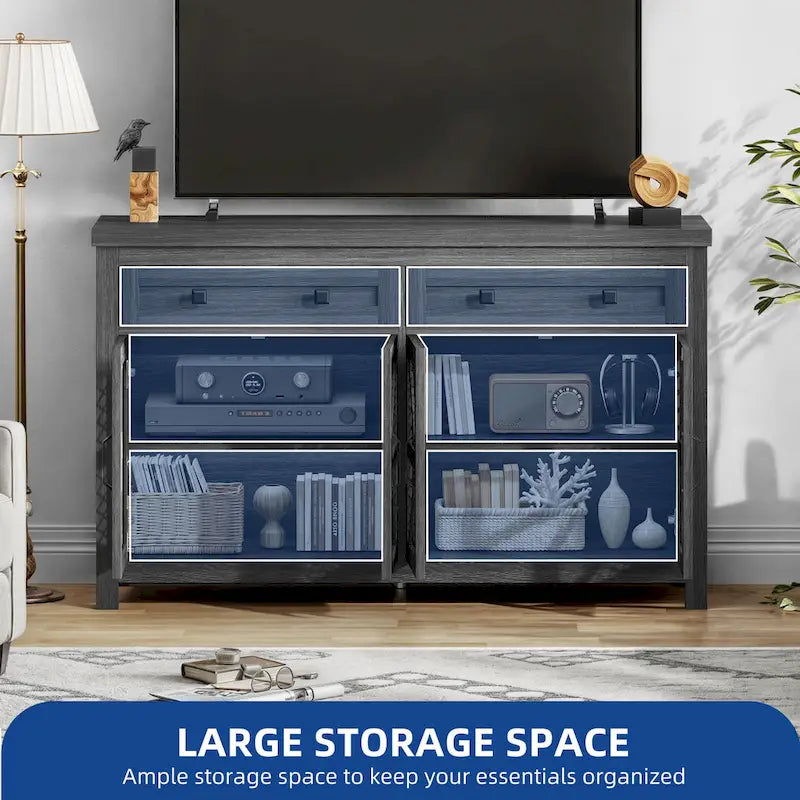 55-Inch Farmhouse Sideboard Buffet Cabinet with Coffee Bar Storage