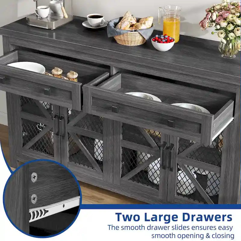 55-Inch Farmhouse Sideboard Buffet Cabinet with Coffee Bar Storage