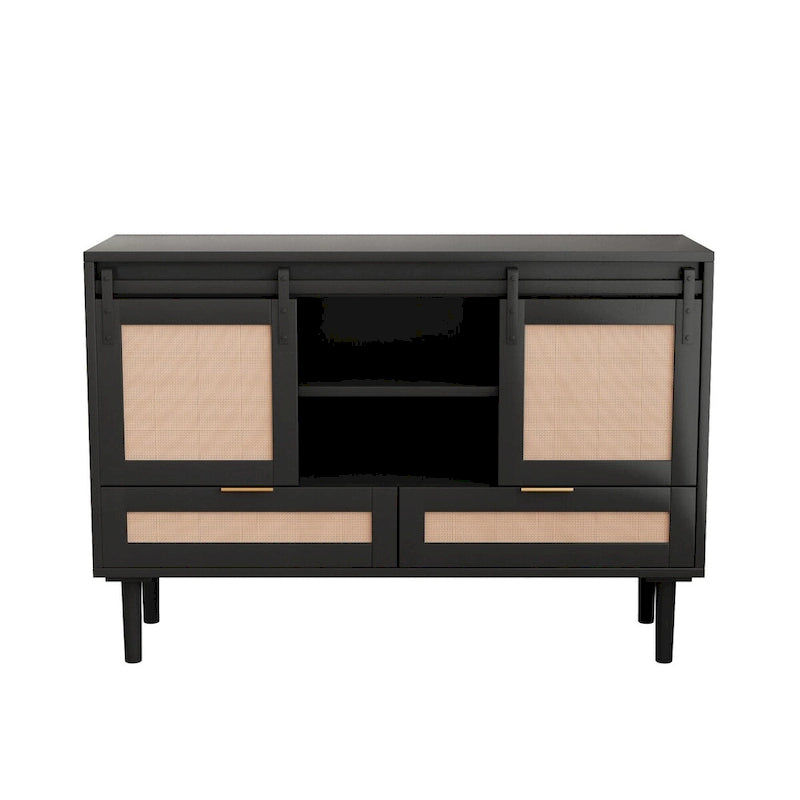 Sliding Barn Door Freestanding Storage Cabinet with Shelves