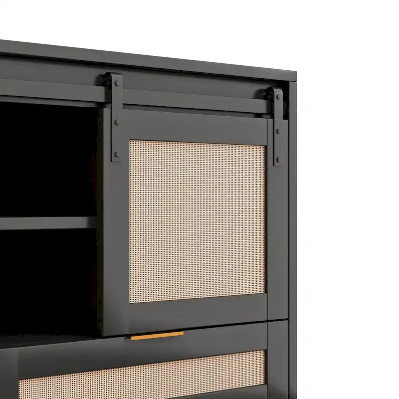 Sliding Barn Door Freestanding Storage Cabinet with Shelves