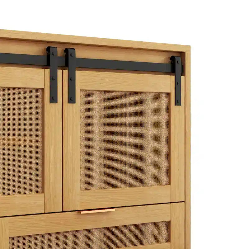 Sliding Barn Door Freestanding Storage Cabinet with Shelves