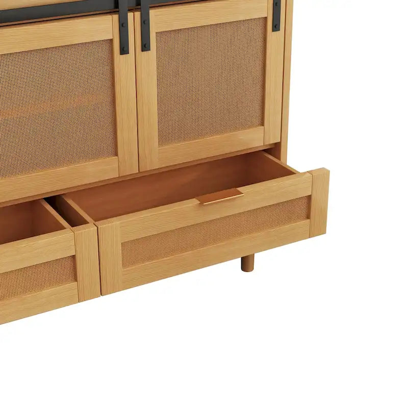 Sliding Barn Door Freestanding Storage Cabinet with Shelves
