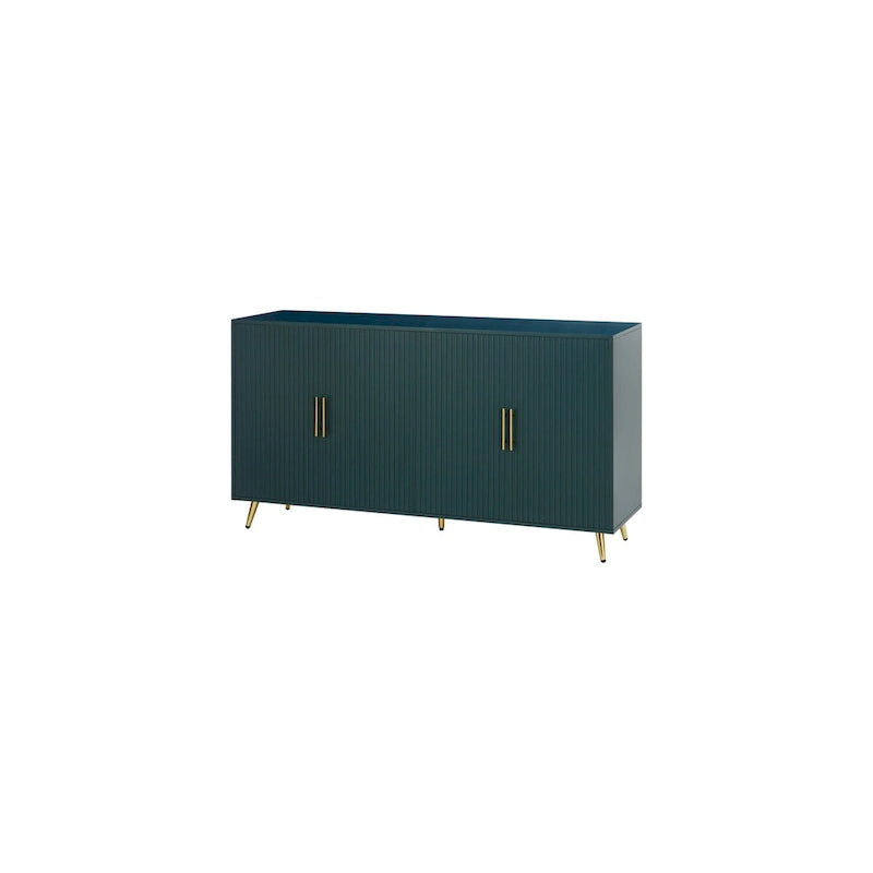 Wood TV Stand with Storage Cabinet and Adjustable Shelves