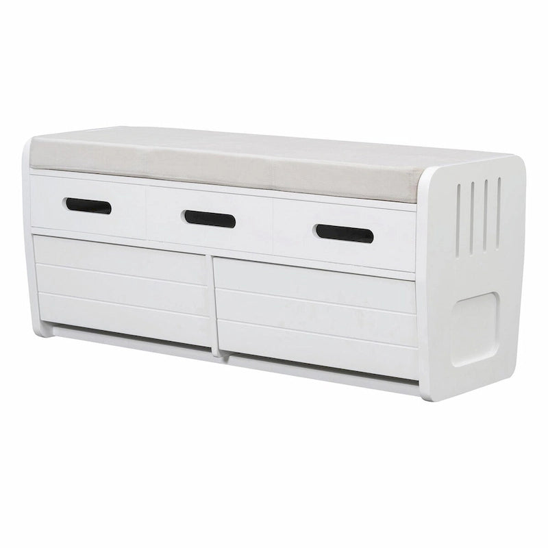 Rustic Storage Shoe Bench with Drawers and Hidden Storage