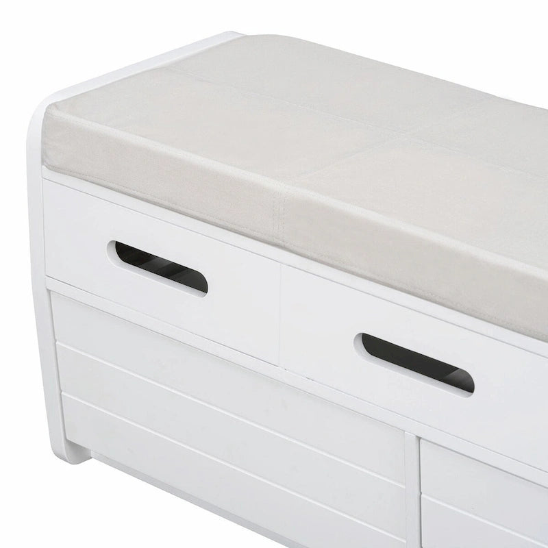 Rustic Storage Shoe Bench with Drawers and Hidden Storage
