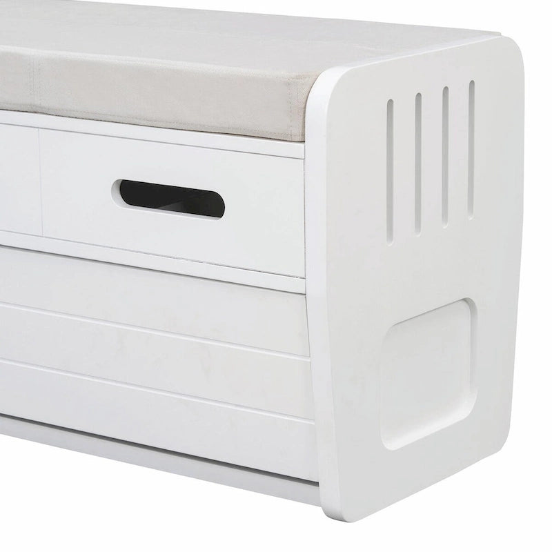 Rustic Storage Shoe Bench with Drawers and Hidden Storage