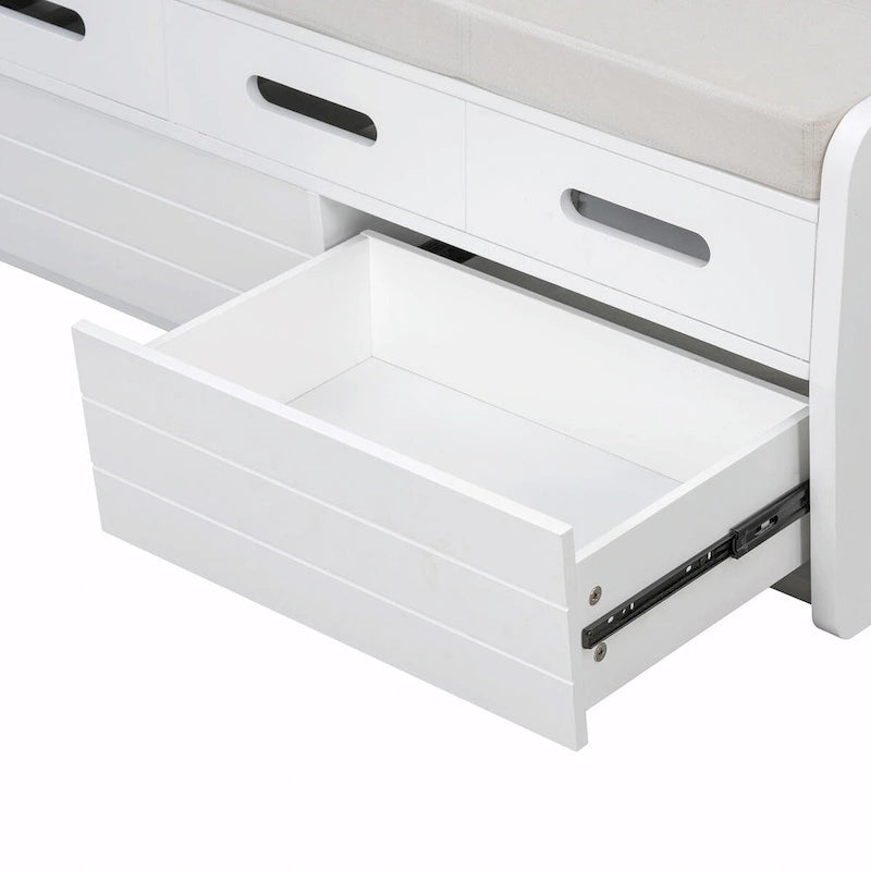 Rustic Storage Shoe Bench with Drawers and Hidden Storage