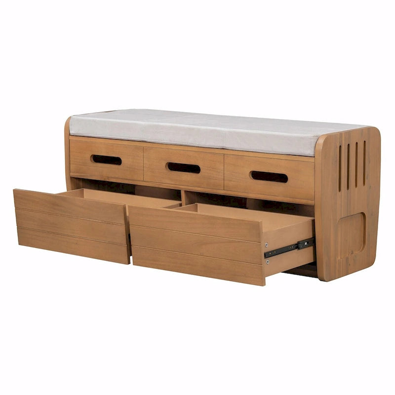 Rustic Storage Shoe Bench with Drawers and Hidden Storage