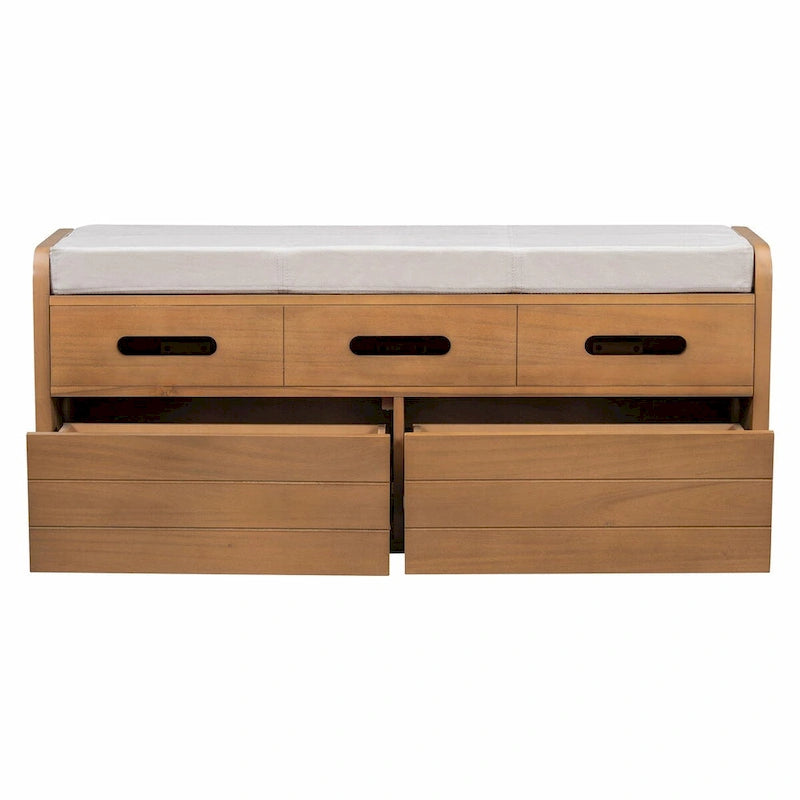 Rustic Storage Shoe Bench with Drawers and Hidden Storage