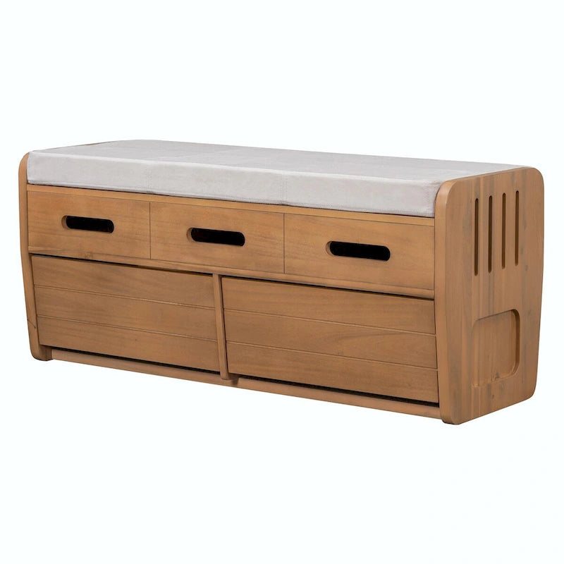 Rustic Storage Shoe Bench with Drawers and Hidden Storage