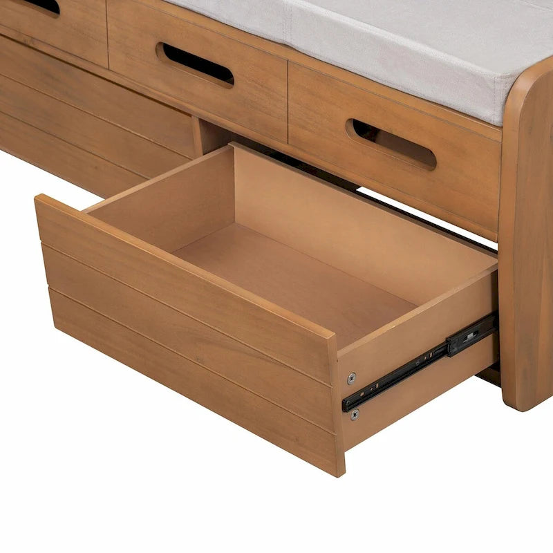 Rustic Storage Shoe Bench with Drawers and Hidden Storage