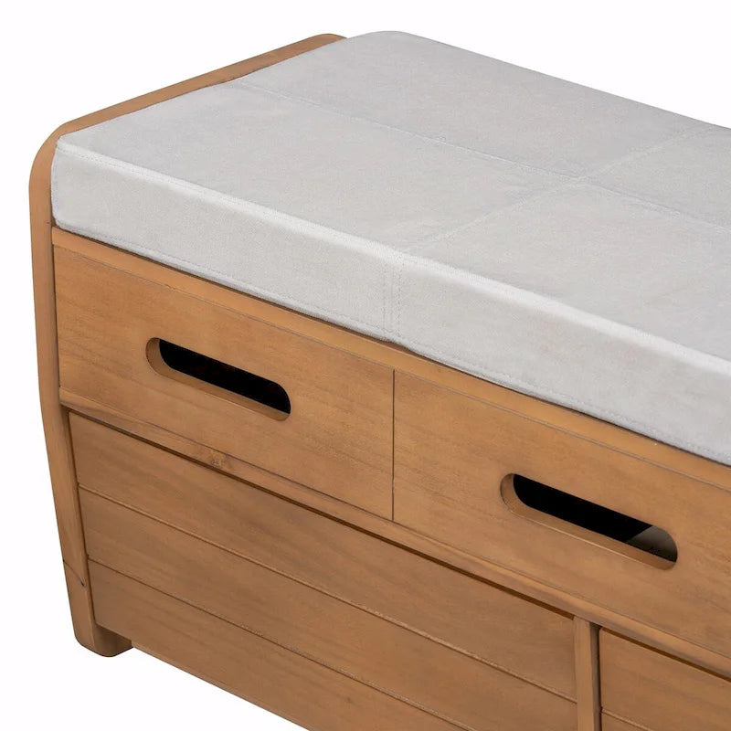 Rustic Storage Shoe Bench with Drawers and Hidden Storage