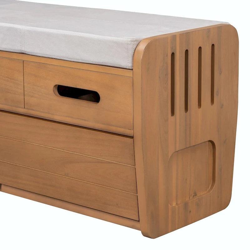 Rustic Storage Shoe Bench with Drawers and Hidden Storage