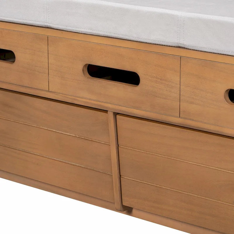 Rustic Storage Shoe Bench with Drawers and Hidden Storage