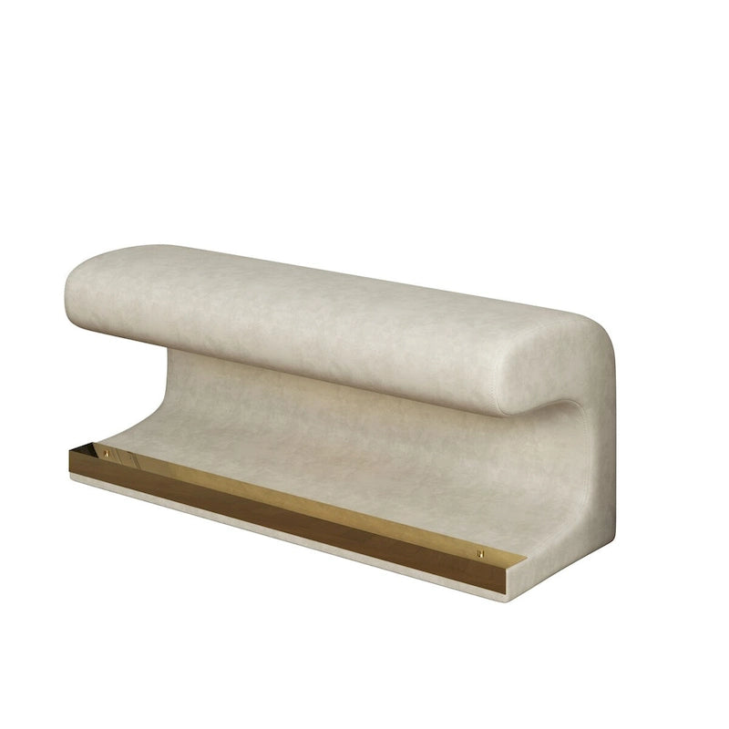 Leather Upholstered Entryway Bench Ottoman with LED Sensor Light