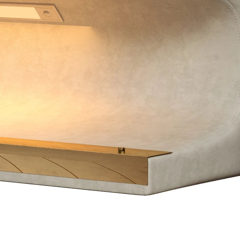 Leather Upholstered Entryway Bench Ottoman with LED Sensor Light