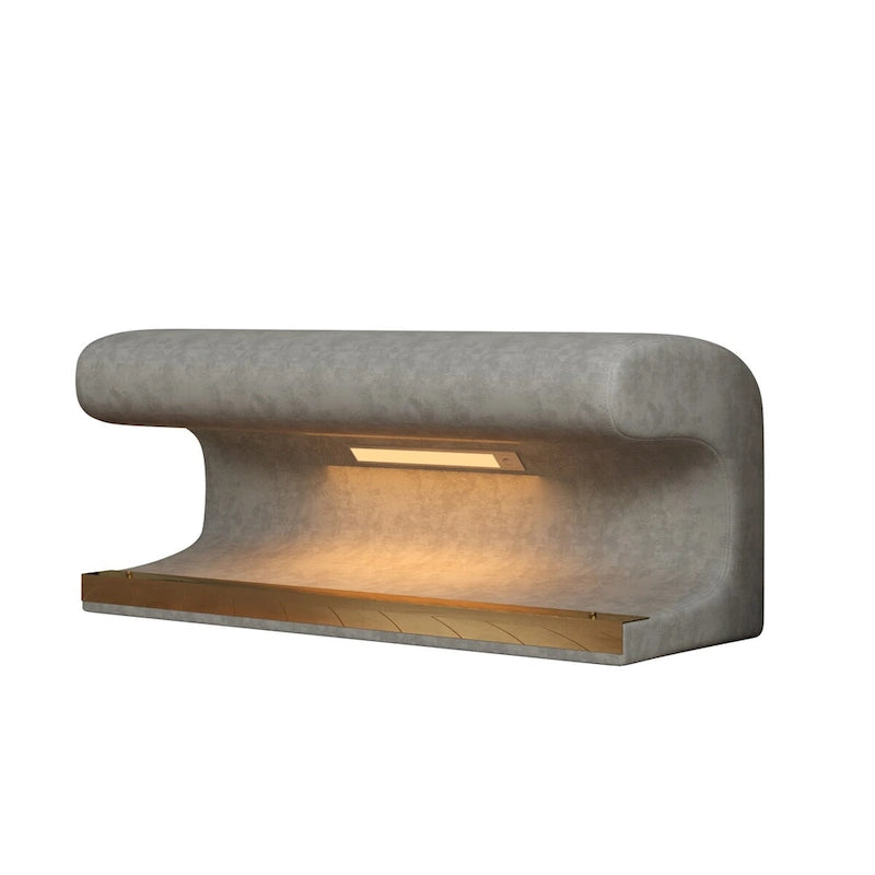 Leather Upholstered Entryway Bench Ottoman with LED Sensor Light