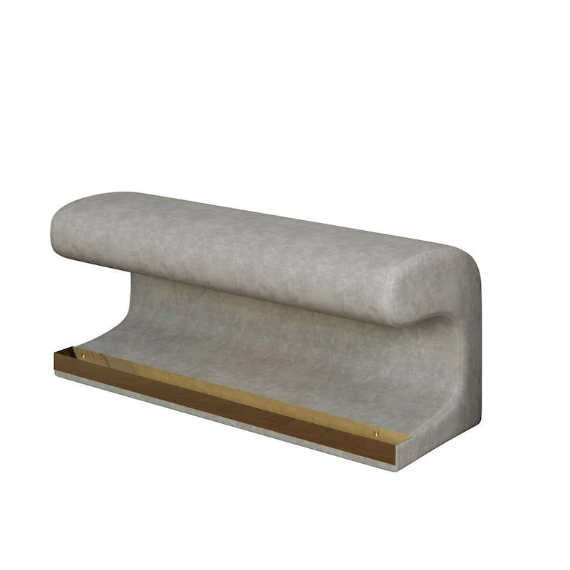 Leather Upholstered Entryway Bench Ottoman with LED Sensor Light