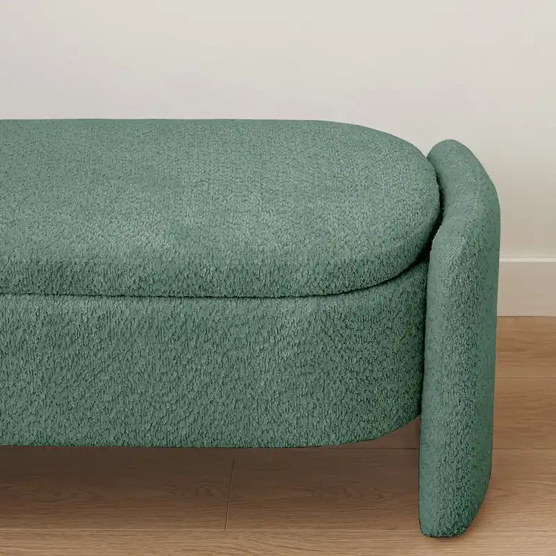 Fleece Fabric Storage Ottoman Bench with Lift-Top Compartment
