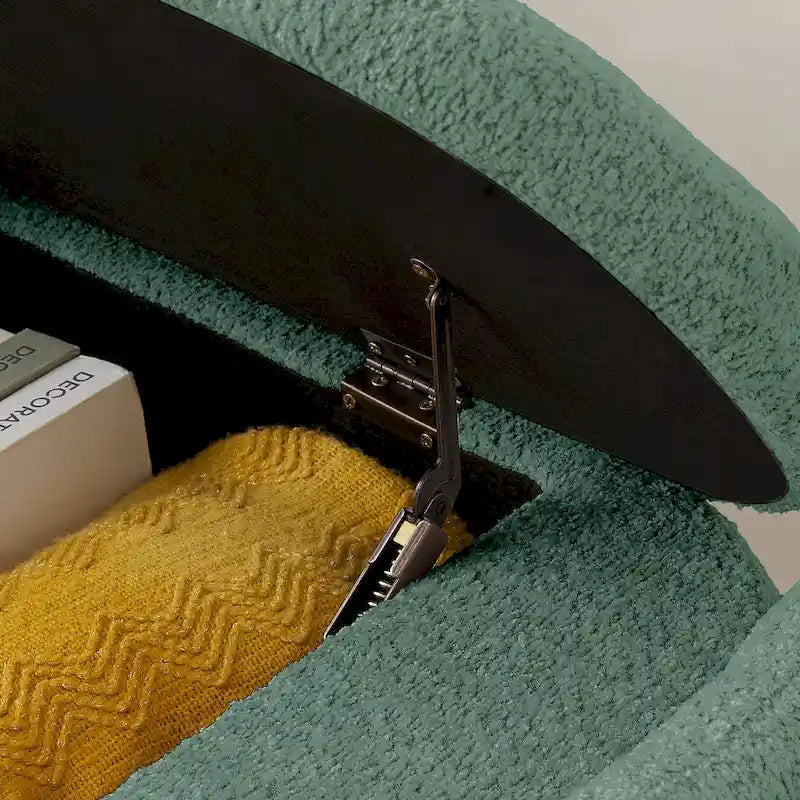 Fleece Fabric Storage Ottoman Bench with Lift-Top Compartment