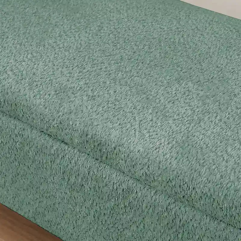 Fleece Fabric Storage Ottoman Bench with Lift-Top Compartment