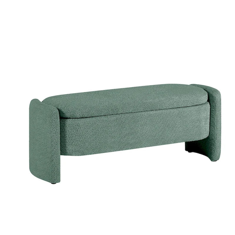 Fleece Fabric Storage Ottoman Bench with Lift-Top Compartment