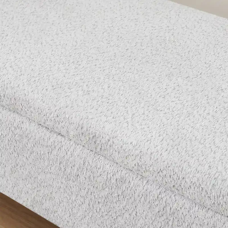 Fleece Fabric Storage Ottoman Bench with Lift-Top Compartment