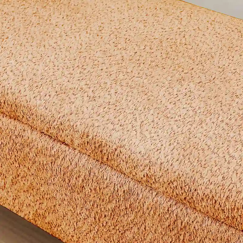 Fleece Fabric Storage Ottoman Bench with Lift-Top Compartment