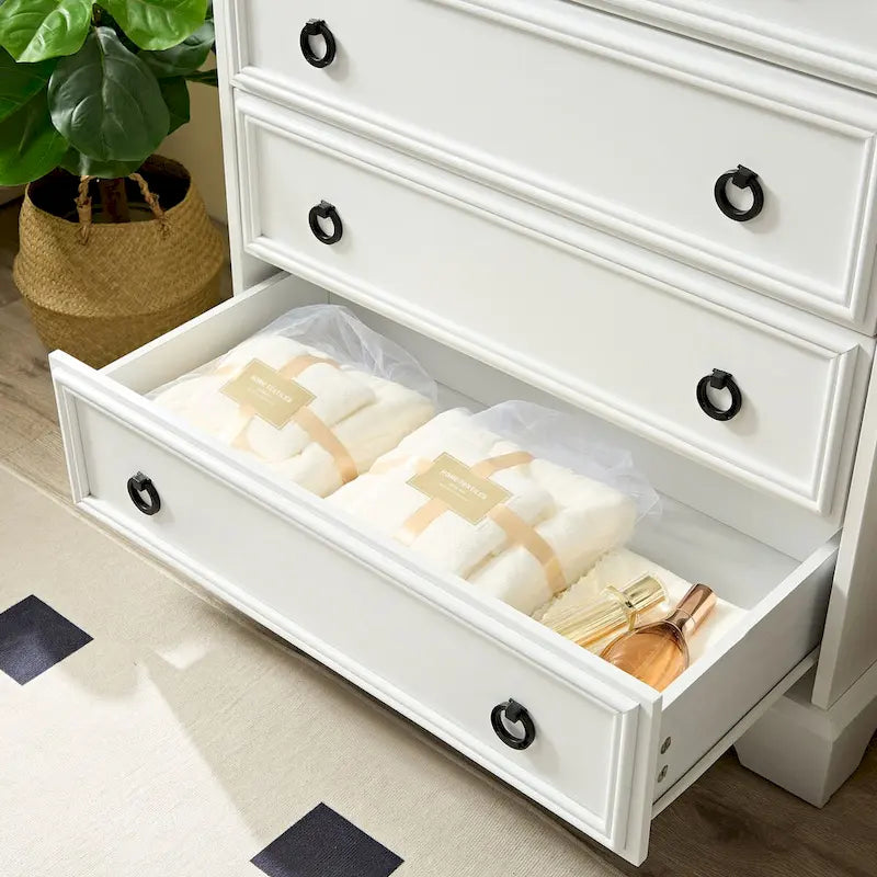 Modern 6-Drawer Tall Chest of Drawers with Easy-Pull Handles and Textured Borders