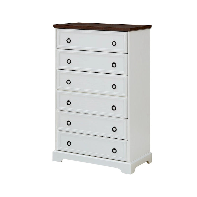 Modern 6-Drawer Tall Chest of Drawers with Easy-Pull Handles and Textured Borders