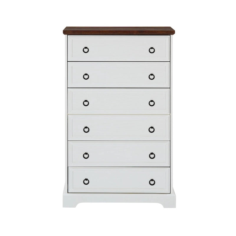 Modern 6-Drawer Tall Chest of Drawers with Easy-Pull Handles and Textured Borders