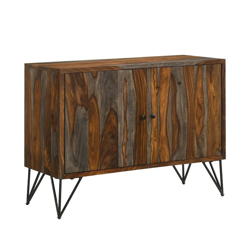 Two-Door Accent Storage Cabinet in Grey and Gunmetal Finish