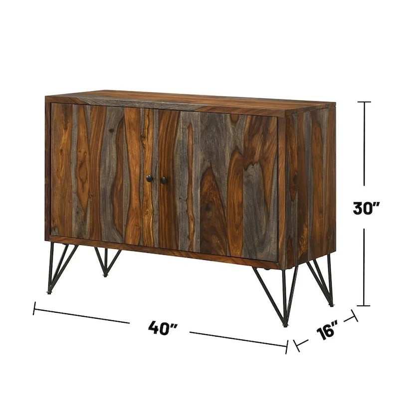 Two-Door Accent Storage Cabinet in Grey and Gunmetal Finish