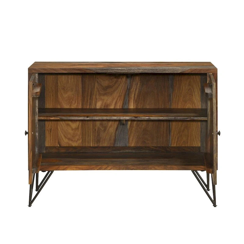 Two-Door Accent Storage Cabinet in Grey and Gunmetal Finish