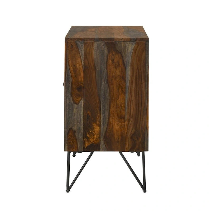 Two-Door Accent Storage Cabinet in Grey and Gunmetal Finish