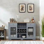 Modern Farmhouse Buffet Cabinet with 2 Drawers and Elegant Glass Door