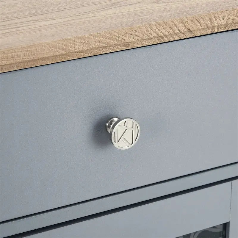 Modern Farmhouse Buffet Cabinet with 2 Drawers and Glass Doors