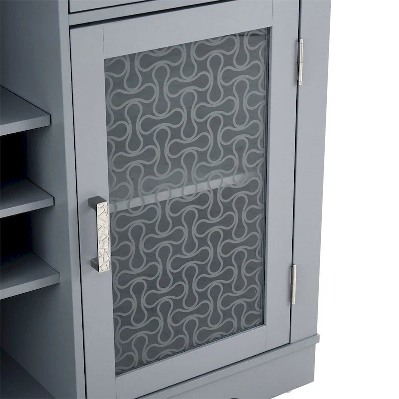 Modern Farmhouse Buffet Cabinet with 2 Drawers and Glass Doors
