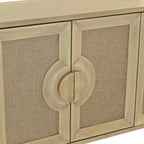 Elegant Vintage 4-Door Cabinet with Linen Doors and Wood Legs